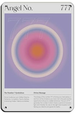 AMATWI Blechschild Angel Number 777 Law of Attraction 3, Vintage, Metall, Pub, Club, Café, Bar, Zuhause, Wandkunst, Dekoration, Poster, Retro, 20 x 30 cm