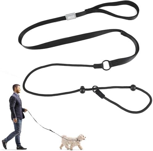 180cm Slip Lead Dog Leash, 5.1FT Nylon Puppy Rope Leashes, 2 in 1 Nylon Dog Rope Leash & Collar, Durable Dog Training Walking Lead Leashes, Adjustable Slip Lead for Puppy Small Medium Dogs (Black)