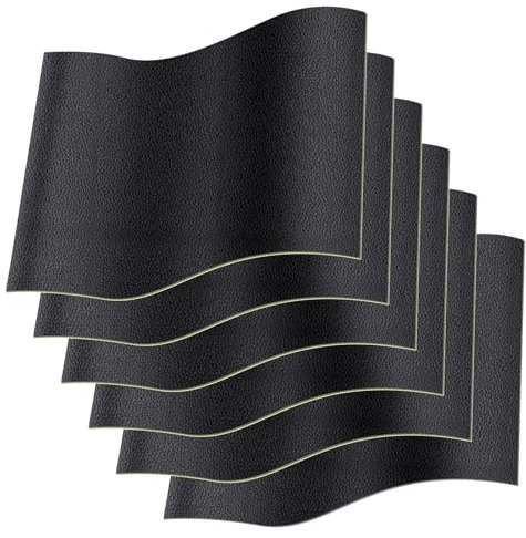 6 Stück Kunstleder Selbstklebend, Lederflicken Selbstklebend, Kratzfestes Kunstleder Reparaturset, Pvc Leder Selbstklebend, Leder Reparatur Set Schwarz für Sofa, Autositz, Möbel (20x30cm)