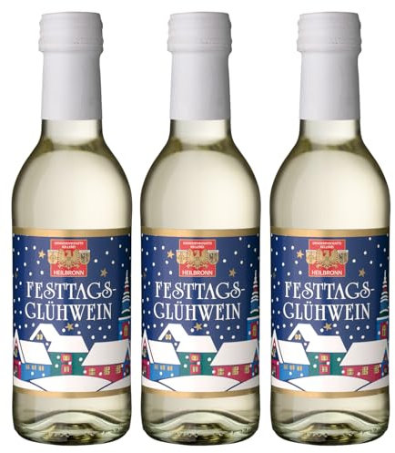 Württemberger Wein Heilbronner Festtagsglühwein kleine Flasche Inkl FeinWert E-Book (3 x 0,25l, Weiß)