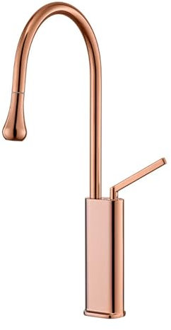 YWJFSA Robinet Douchette Cuisine Robinet Evier de Cuisine, Mitigeur Pivotant en Laiton,Or Rose