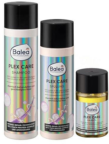 Balea Professional 3er-Set Haarpflege für geschädigtes Haar: Shampoo PLEX CARE (250 ml) + Conditioner Spülung PLEX CARE (200 ml) + Haaröl Plex Care, 50 ml, 500 ml