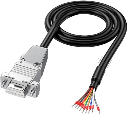 Harrisen 1,5 metri DB9 femmina RS232 9 pin cavo di prolunga seriale, alloggiamento in metallo placcato oro 9 pin con estremità del cavo nuda 26 AWG 6,56 Ft