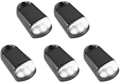 Lot de 5 Feux de gabarit solaires LED sans Fil for Toit de Voiture, étanches, sans perçage, for camionnettes(Black,White Light)