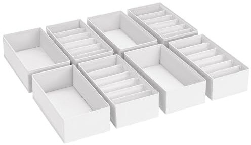 Homsorout Schubladen Organizer Schrank Organizer - 8er Set Unterwäsche Organizer Kleiderschrank, 30 x 15 x 9 cm Ordnungssystem für Pax Organizer Malm Kommode, Kinderkleidung, Weiß