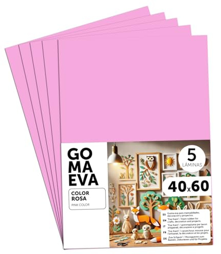 m-office Fogli di Gomma Eva Colorata, Gomma Crepla per Scrapbooking, Scuola, Cartoncini Creativi, Lavoretti, Torte Scenografiche, Scuola o Progetti Artistici 40x60cm (Rosa, 5 uds)