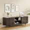 Mid Century Modern TV Stand for TVs Up to 75, Farmhouse Fluted Retro Wood with Storage and Shelf, Entertainment Center with Pop-Up Doors for Living Room, Bedroom
