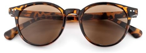 SKYWAY Lesebrille mit Sonnenschutz, Retro Klassische Sonnenlesebrille mit Sehstärke Damen Herren Runde Outdoor Lesesonnenbrille mit Federscharnieren,Anti-Blaulicht/UV400-Schutz