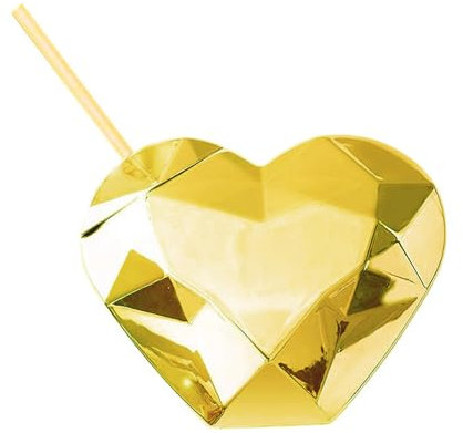 MALSSE Straw Cup Love Heart Shaped Sippys Cup Drinking Glasses with Lid Versatile Water Bottle with Straws