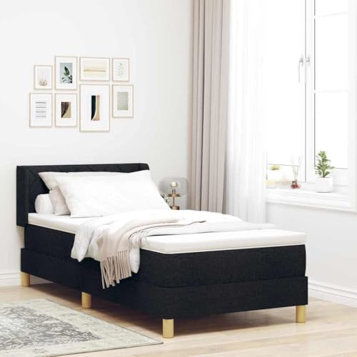 vidaXL Boxspringbett mit Matratze Schwarz 90 x 190 cm Stoff, Schlafzimmer-Einrichtung, modernes Bett, höhenverstellbarer Boxspring, Bequeme Matratze, ergonomische Kopfstütze