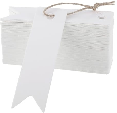 100 Stück Geschenkanhänger Weiß Papier Anhänger mit 20m Hanfseil Etiketten Papier Anhänger Blanko Geschenkanhänger für Geburtstag Geschenkverpackung Deko