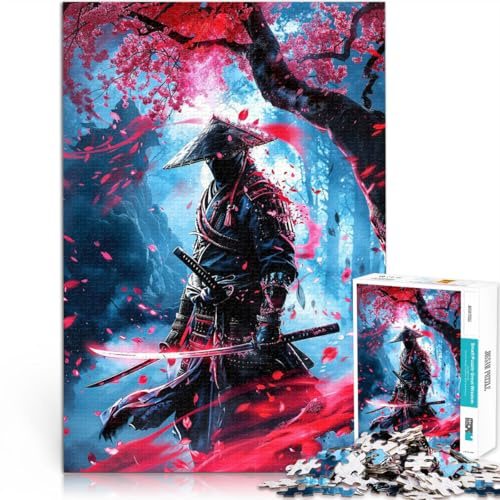 1000-teiliges Puzzle für Erwachsene japanischer Ninja-Samurai Aus Karton ab 14 Jahren Perfekte Dekoration Kunstwerk Geschenk。Größe：38x52cm/14.9x20.4Zoll