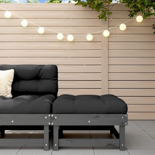 LoogCape Gartenhocker Grau Massivholz Kiefer, 61x60,5x30 cm, Robuster Outdoor Hocker für Terrasse und Garten, Modulares Design, Vielseitig als Sitz oder Beistelltisch
