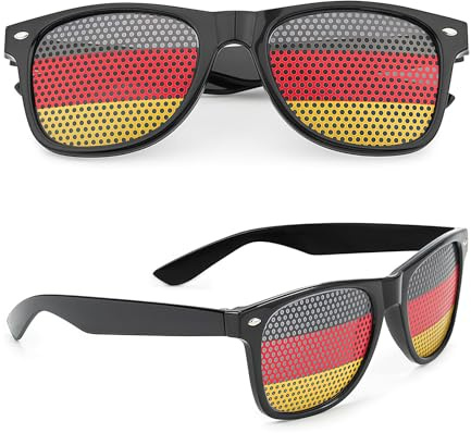 LuminaVerde Deutschland Fanartikel, 2 Stück Sonnenbrille mit Deutschland Design, fußball em Fanartikel für Party & Stadion