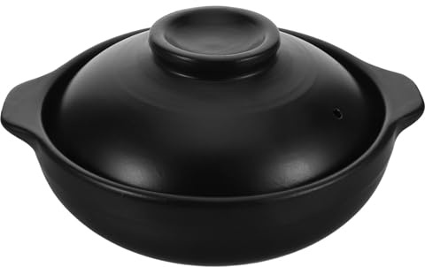 Toyvian Olla de Cerámica para Cocinar Arroz Coreano, 600 Ml, Tapa, Fácil Limpieza, Retención de Calor para Uso en Hogar y Cocina Tradicional