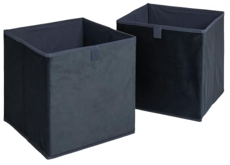 OHS Set of 2 Cube Storage Boxes Matte Velvet Collapsible Cube Boxes, Navy
