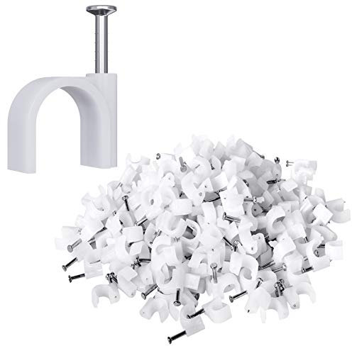Darller 200 Pack Nail-In Cable Clips White 7mm for Cat6 Cable