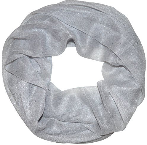 thb Richter Damen Glitzerschal Schlauchschal Loopschal Sommerschal mit Glitzer Strass Loop Tuch Tücher Schals (Silbergrau)