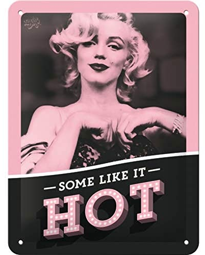 Nostalgic-Art Retro Blechschild, 15 x 20 cm, Marilyn – Some Like It Hot – Geschenk-Idee für Film-Fans, Original Lizenzprodukt (OLP), aus Metall, Vintage Design, Blechschilder Sprüche