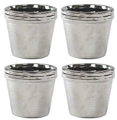 DECOLINE Pflanz-Gefäß Topf Silber klein - 7 x 6,5cm 4 Stück