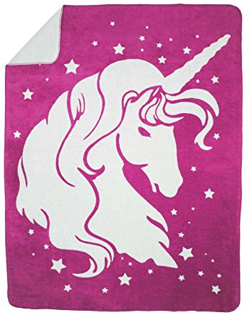 Moon Luxus Kuscheldecke Wolldecke Wohndecke Baumwolldecke Einhorn 150x200 (pink)
