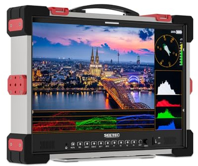 SEETEC P215 PRO-CO 21.5 Inch 1000Nit Camera Field Monitor, Carry on Podcast Broadcast Monitor with Protective Case 4K 60Hz HDMI2.0 3G-SDI HDMI Input Output 3DLUT HDR Waveform Tally 3 Colour Indicator