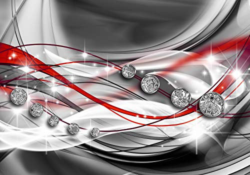 wandmotiv24 Fototapete Diamant Rot, XL 350 x 245 cm - 7 Teile, Wanddeko, Wandbild, Wandtapete, Schwarz, Grau, Abstrakt M1528
