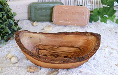 D.O.M.® Seifenschale Rustikal aus Olivenholz in 4 Ausführungen ca. 10-11 cm