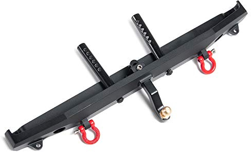 XUNJIAJIE Stahl Hintere Stoßstange mit Rückleuchten/Schäkel/Anhängerkupplung für TRX4,SCX10-II 1/10 Crawler Auto