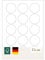 MADE IN GERMANY 150 Etiketten selbstklebend 50 mm rund weiß permanent klebend auf Bogen A4 (10 Bögen x 15 Etik.) CS Label – Universaletiketten zum Beschriften und Bedrucken.