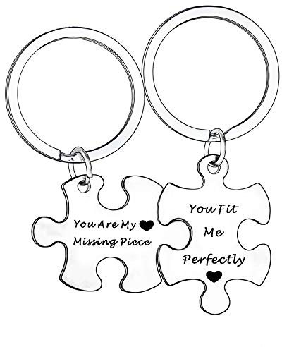MADHAHEFU Couple Keyrings Boyfriend Girlfriend Gift Husband Keychain Valentine Day Gift Love Puzzle Jewellery (you're my missing piece)