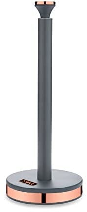 Tower T826133GRY Cavaletto Towel Pole Kitchen Roll Holder with Soft Underliner, Grey and Rose Gold
