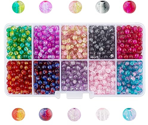 Cuentas de cristal de Cheriswelry, 4 mm, 1500 unidades, 10 colores, bola redonda transparente, para joyas, pulseras, agujeros: 1,3 mm.