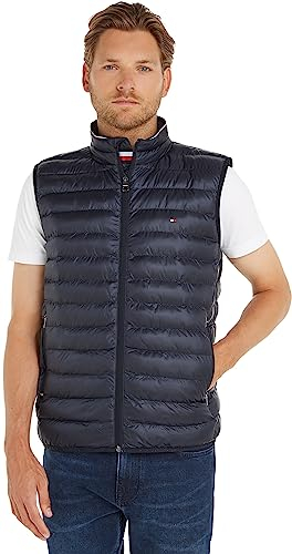 Tommy Hilfiger Men's Packable Circular Vest Vests, Blue (Desert Sky), L