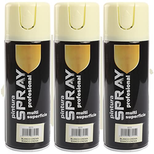 H HANSEL HOME Pintura Spray Blanco Crema 400 Ml - Pack de 3 Unidades