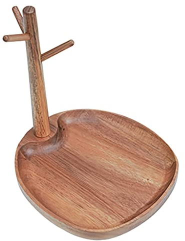 DUNAKE Vide Poche Entree Organisateur,Plateau À Bijoux Bol À Clé,Porte-clés Décoratif en Bois Fait À La Main,Fait À La Main,Plateau De Service pour Thé,Aliments, Décoration De La Maison(Noyer)