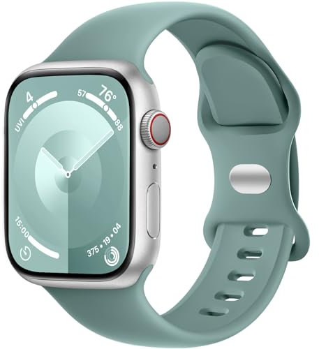 Charlam Compatibile con Cinturino Apple Watch 38mm 40mm 41mm 42mm 44mm 45mm per Donna Uomo, Cinturini in Silicone Sportivo Compatibile con iWatch SE Series 7 6 5 4 3 2 1, 38mm/40mm/41mm, Verde Pino