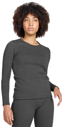 LAPASA Damen Innenfleece Thermo Unterhemd, Thermounterwäsche Oberteil Funktionsunterwäsche, L42 Dunkelgrau meliert New, 300 Extra warm, M