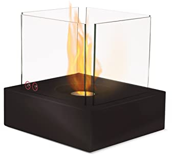 Design Tisch Ethanol Kamin Ethanolofen Canto (Schwarz) Tischfeuer Bio-Ethanol Glaskamin Tischkamin Glasfeuer Ethanol-Brenner