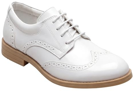 SIRRI Zapatos de Vestir Brogue de Charol de Piel sintética para niños, Calzado Formal con Cordones para PAJE de Boda