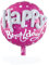 Happy Birthday Luftballons - Geniale Geschenkidee Deko für Geburtstage oder Partys Ballon Helium Folienballon klein mit für Kinder Dekoration Partydeko JGA Geschenkidee (Rund 3D Pink)