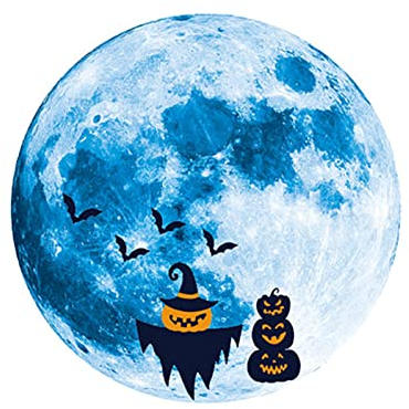 Halloween-leuchtender Mond-Aufkleber-Horror-Fledermaus-Haus-Kürbis-Aufkleber Folie Folieren Schwarz (D, One Size)