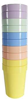 Harfield Tableware Pastel Pack of 10 Tumblers Reusable BPA Free Plastic Children's Shatterproof Cups, Multicolour