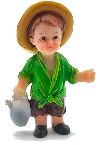 Acan Tradineur - Figura de Pastor con Jarra Naif para belén - Fabricado en marmolina - Figura Decorativa Divertida para Nacimiento, Navidad, decoración Tradicional - 7 x 5 x 3 cm.