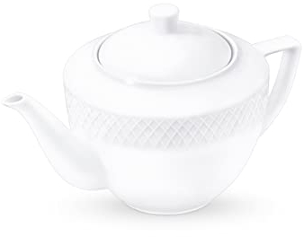 Wilmax - Teiera classica inglese - In porcellana - Servizio da tè di alta qualità - Lavabile in lavastoviglie - Ideale in set - Confezione regalo - Bianco - 900 ml