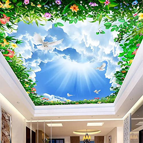 Benutzerdefinierte 3D Fototapete Blauer Himmel Weiße Wolken Rebe Deckenbild Wohnzimmer Schlafzimmer Hintergrund Wanddekoration Wandmalerei, 400 * 280 cm