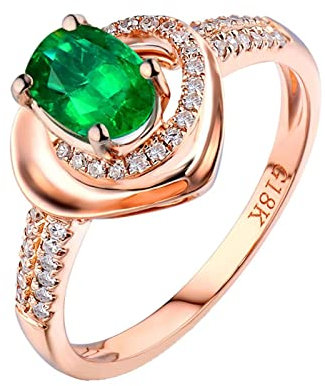 Anello Smeraldo Grande, Gioielli Anelli Oro Rosa 18 Carati Il Laboratorio Ovale A Forma di Cuore Ha Creato La Moissanite Color Smeraldo Taglia 15