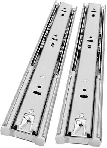 BAIDICE Rieles de cajón de acero inoxidable de cierre suave de 30,5 cm, 45,4 cm, 45,4 cm, 45,4 kg, montaje lateral, rodamientos de bolas, rieles de armario de cocina, cajoneras, cajones