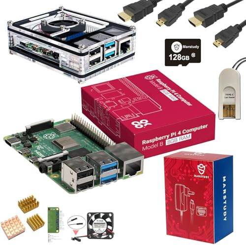 Marstudy Raspberry Pi 4 Model B Ultimate Starter Kit -64GB Edition/Raspberry Pi 4B (8GB RAM) /Raspberry Pi OS Pre-Installed