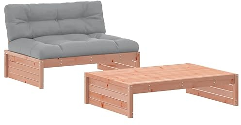 vidaXL Garten Lounge Set 2-TLG., Gartenmöbel Set mit Kissen, Sitzgruppe für Garten Terrasse, Modular Sofa Garnitur Loungemöbel, Massivholz Douglasie